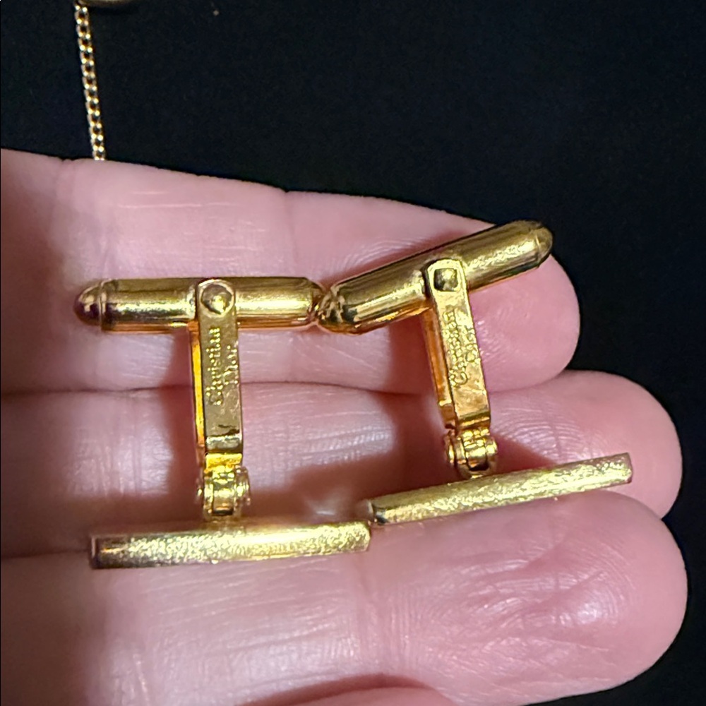 Dior Authentic Silver and Gold Cufflinks with Tie Pin - Picture 6 of 7